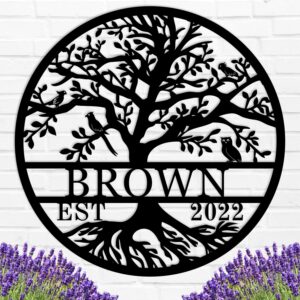 Personalized Tree of Life Metal Sign, Custom Name Sign, Tree of Life Wall Decor, Personalized Metal Tree Sign