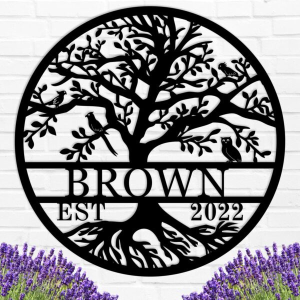 Personalized Tree of Life Metal Sign, Custom Name Sign, Tree of Life Wall Decor, Personalized Metal Tree Sign